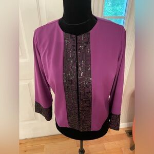 Stunning Bob Mackie Purple and Black Sequin Jacket Size XS
